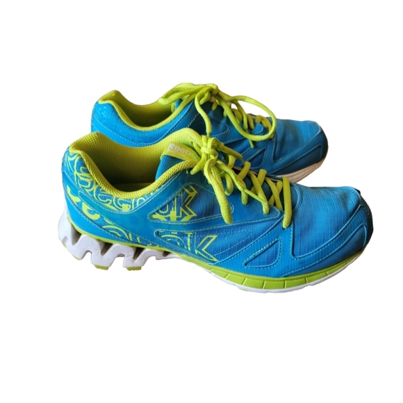 Reebok Blue and Lime Green Zigtech Athletic Running Shoes Women's Size 8.5 - Picture 2 of 6